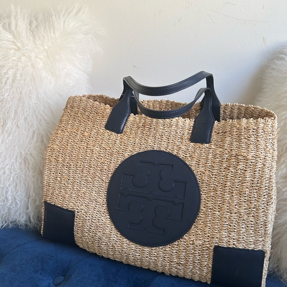 Tory Burch Tan and Black Woven Tote Bag - Picture 2 of 7